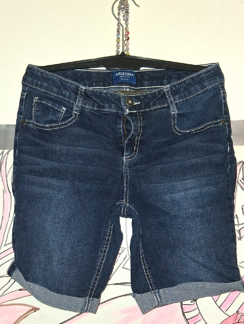 Arizona Jean Company Dark Blue Cuffed Denim Bermuda Shorts